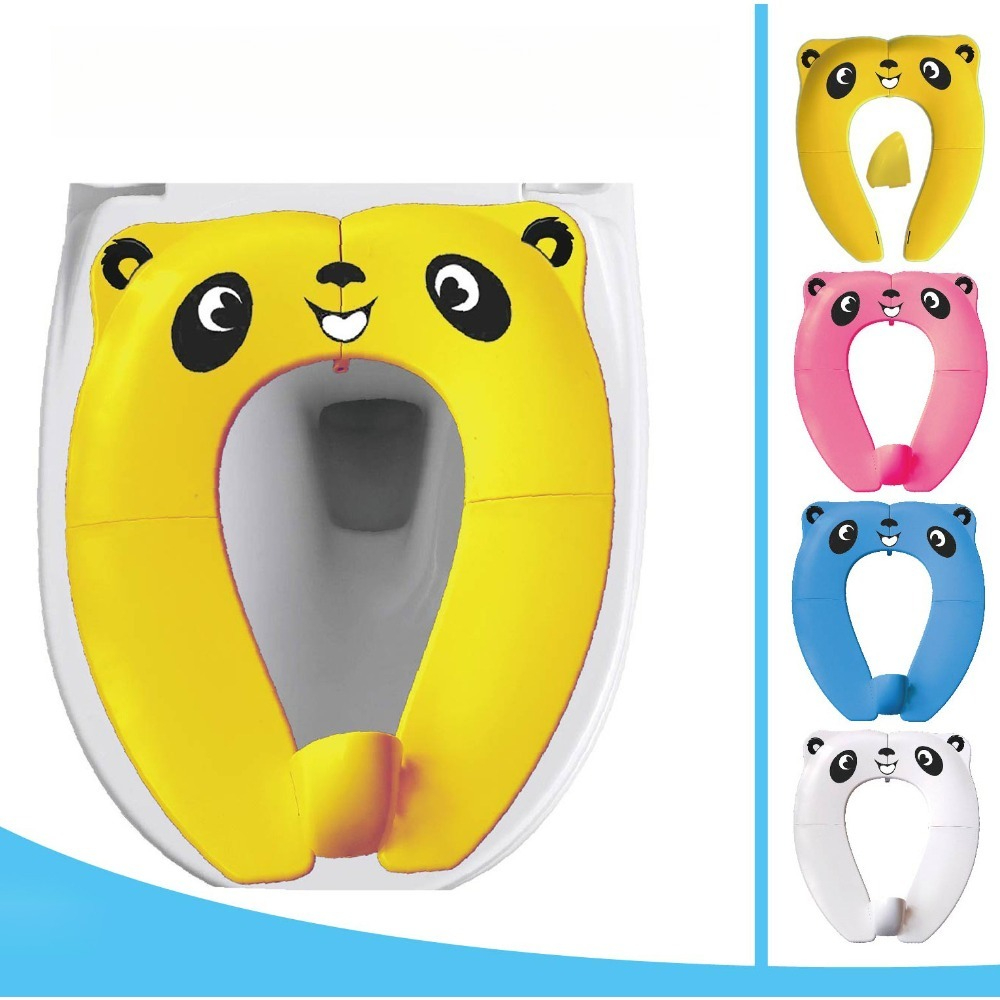 Toddler Potty Training Seat - เบาะรองนั่งพกพาแบบพับได้ กันลื่น ทำจากซิลิโคน สำหรับฝึกการขับถ่ายสำหรับเด็ก เบาะรองนั่งเด็กแบบพับได้ ฝารองนั่งชักโครกสำหรับเด็ก