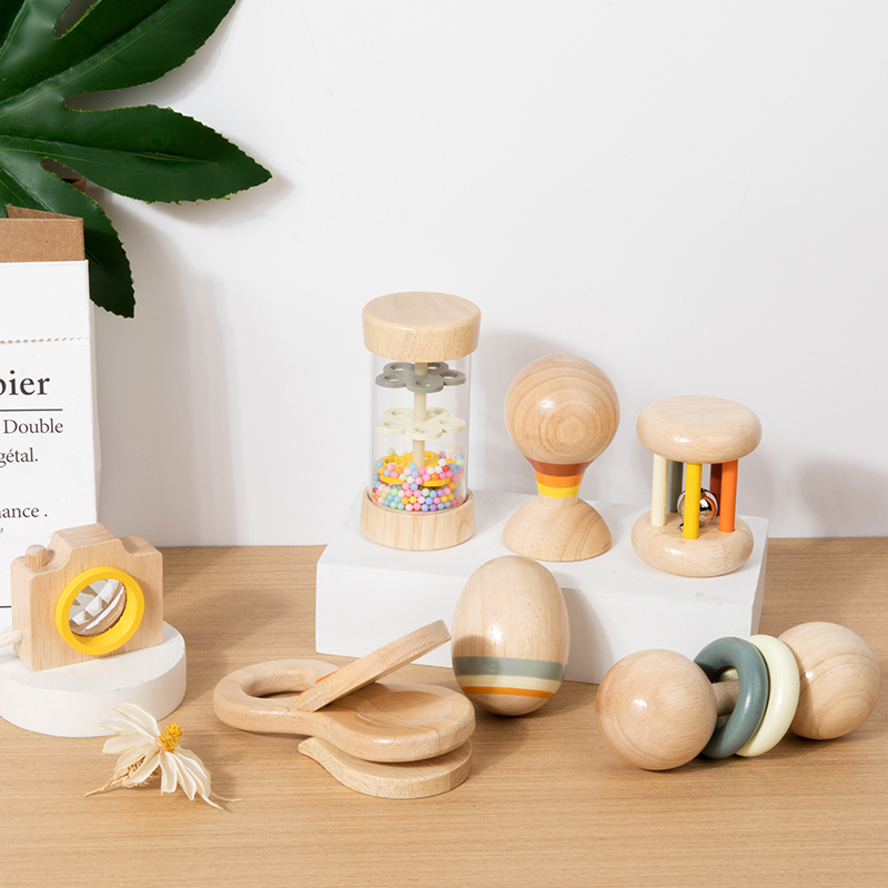 Baby Rattle Toy Set - Montessori ของเล่นไม้ 7 ชิ้น Baby Rattle