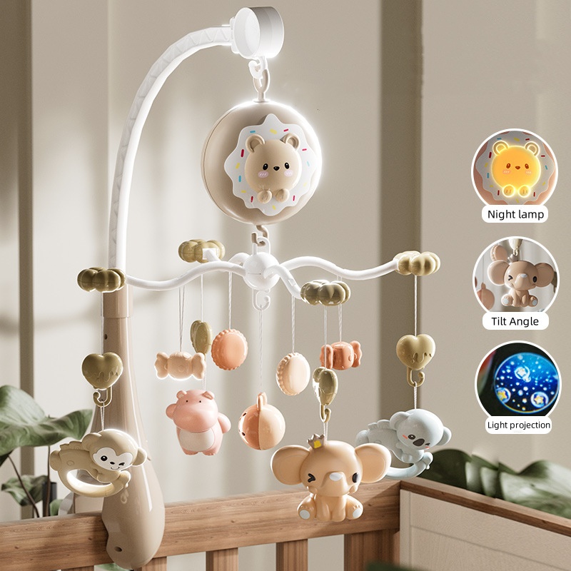 Baby Rattle Toy Set - ของเล่นเสริมพัฒนาการสำหรับเด็กแรกเกิด โมบายดนตรีไฟฟ้าแบบหมุนได้ พร้อมเสียงเขย่าและไฟ พร้อมฟังก์ชั่นบลูทูธ