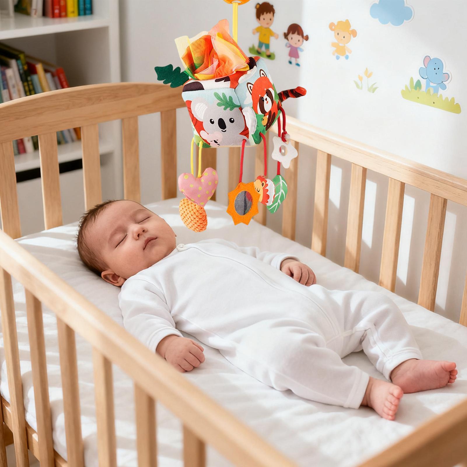 Baby Rattle Toy Set - ของเล่นติดเบาะรถยนต์ ตุ๊กตาขนนุ่ม มีเสียงดังเอี๊ยด ติดตั้งบนเปลเด็ก ของเล่นมือถือสำหรับเด็กแรกเกิด เด็กหญิง