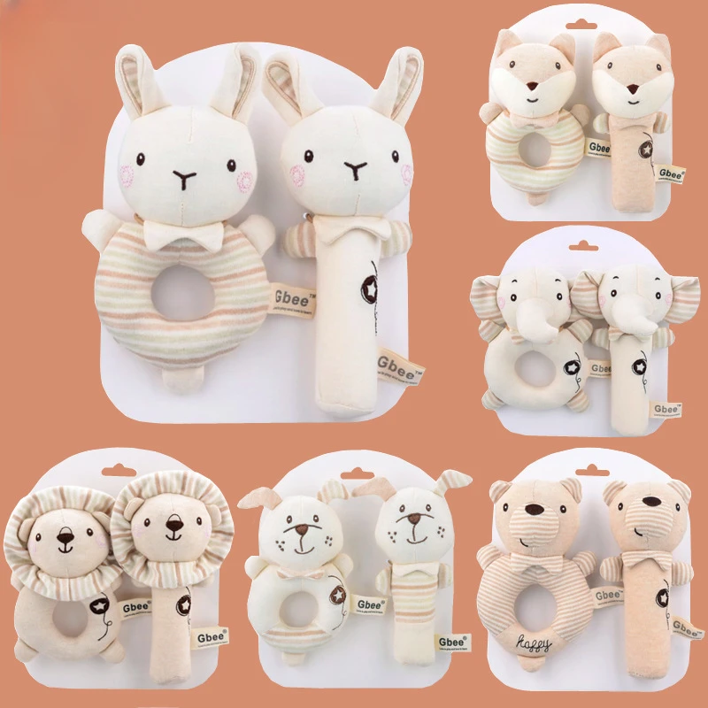 Baby Rattle Toy Set - ของเล่นเขย่ามือเด็กอ่อน รูปการ์ตูนน่ารัก ทำจากผ้าพลัฌ ของเล่นเสริมพัฒนาการเด็ก ของเล่นปลอบประโลมเด็กเล็ก