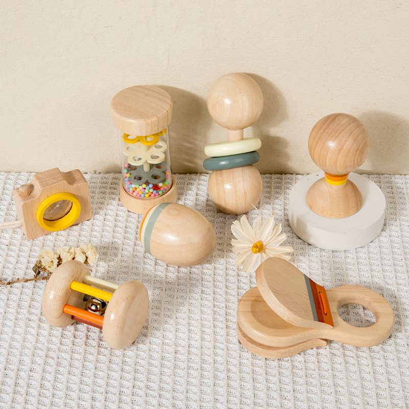 Montessori ของเล่นไม้ 7 ชิ้น B - Baby Rattle Toy Set บทวิจารณ์และราคา